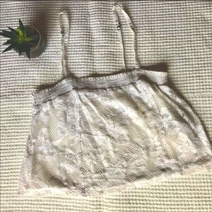 White Lace Crop Tank Top